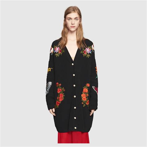 gucci cardigan long|Gucci embroidered oversized cardigan.